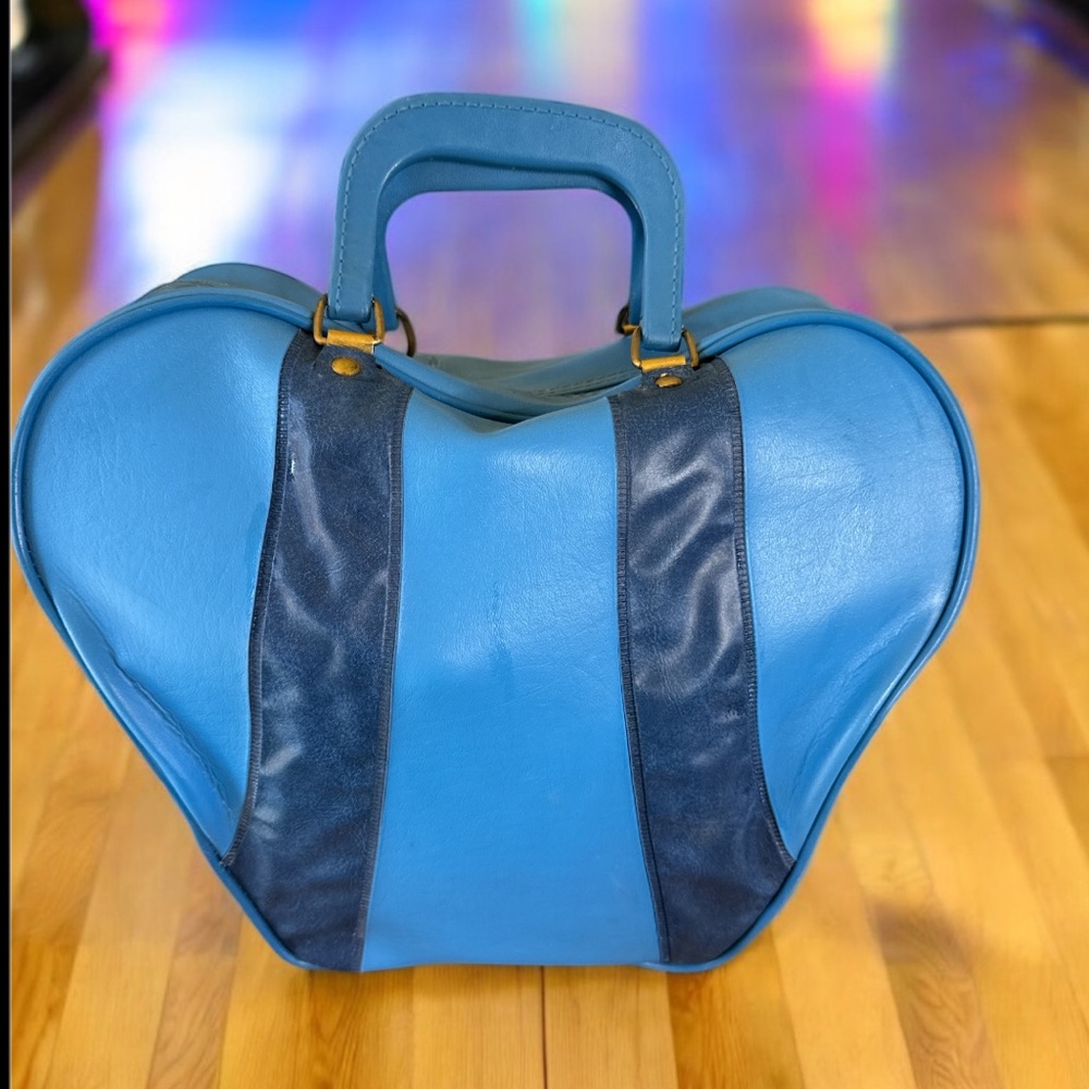 Blue Leather Women's Bag vintage bowling ball back